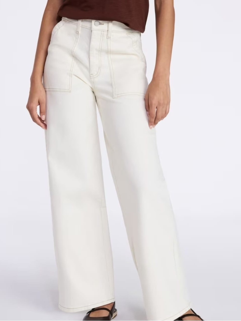 Frame Denim Off-White Wide-Leg High-Rise Jeans